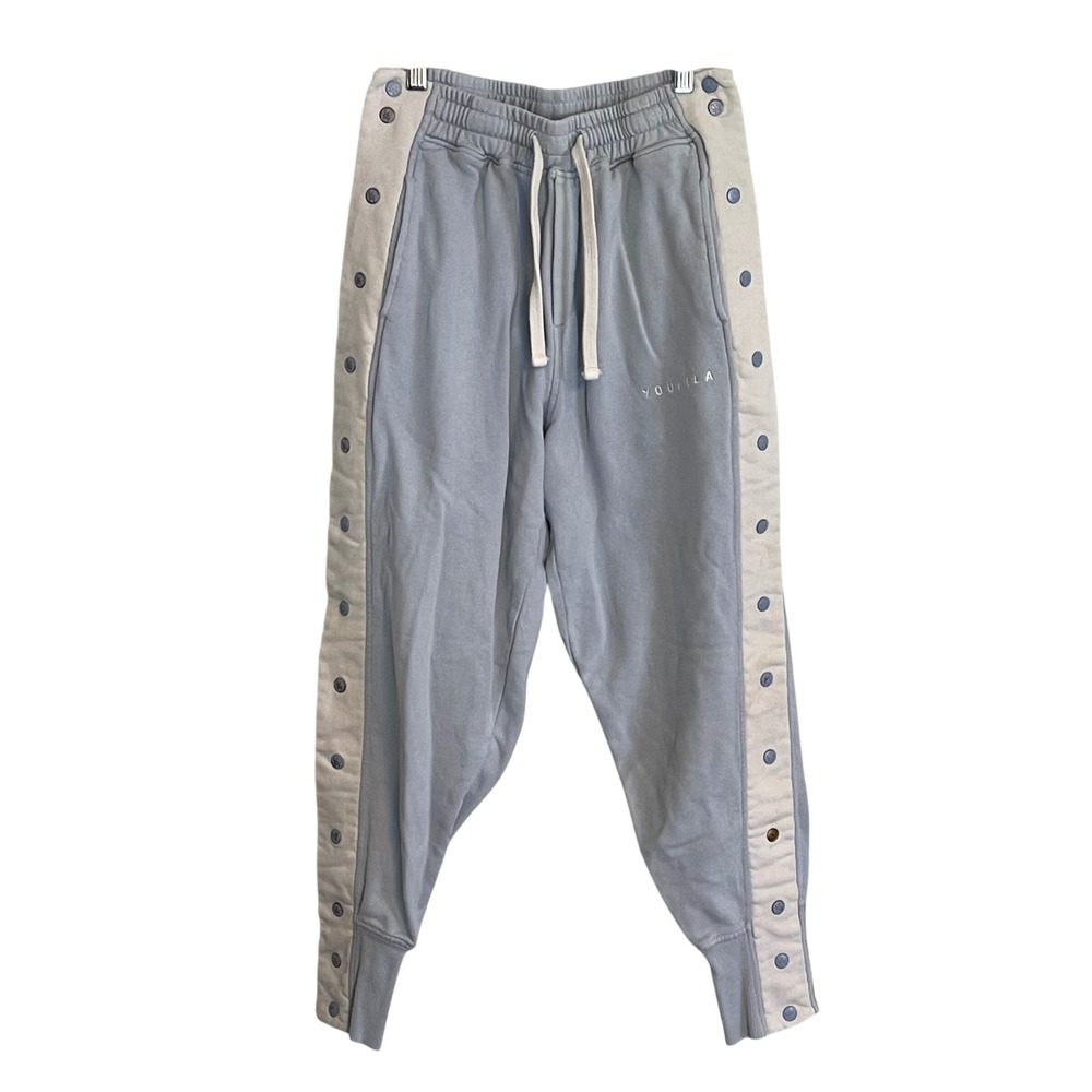YoungLA 235 Snap-Off Sweatpants Mens Medium Blue Cream Tear Away Joggers